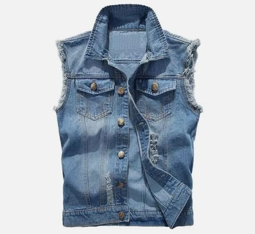 Mens ripped denim vest - uk,