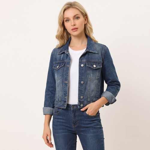 Women blue denim jacket - blue,