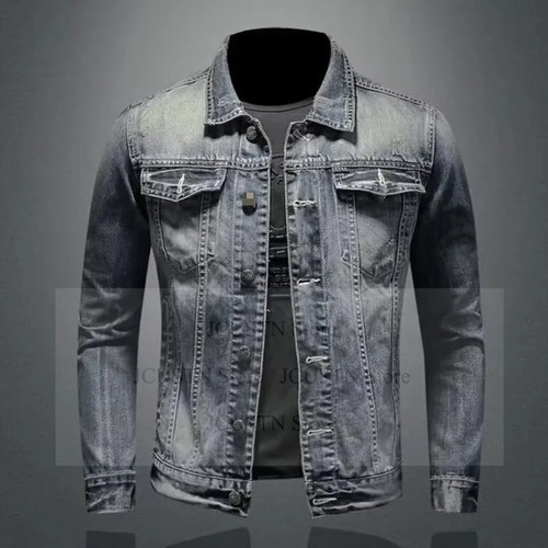 Men vintage denim jacket - vintage,