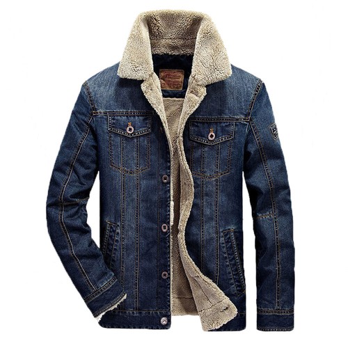 Men jean jacket warm - men's, fur