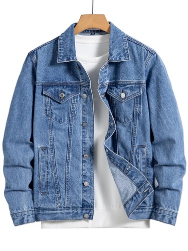 Men blue denim jacket spring - denim,