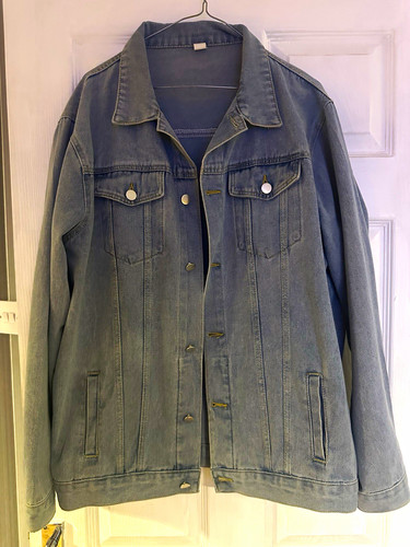 Blue denim jacket short - jacket, 90s
