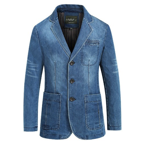 Men vintage denim blazer - men's,