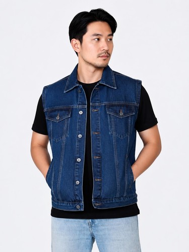 Mens denim vest jacket - denim,
