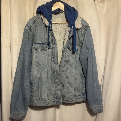 Denim jacket with blue hood - , xl